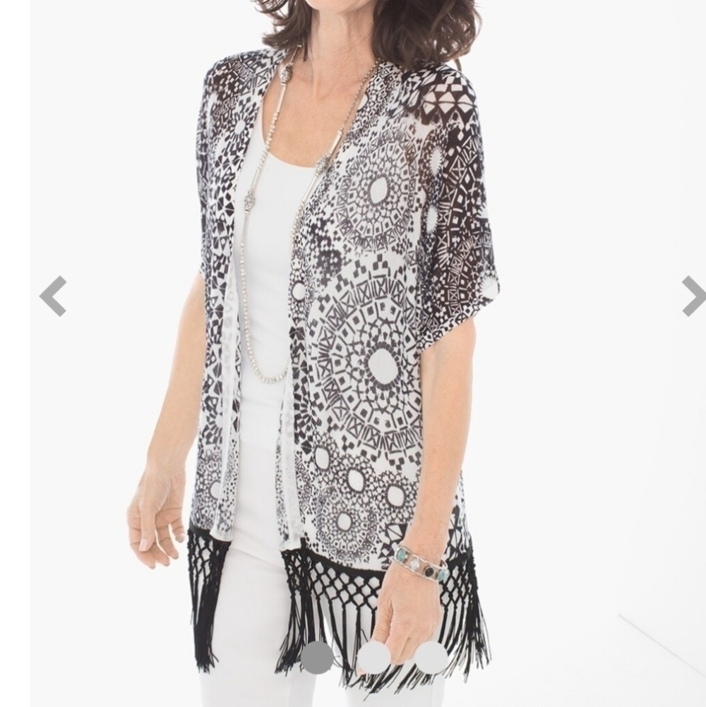 CHICO'S Eliska Cardigan Black and white Size 1 (Medium)